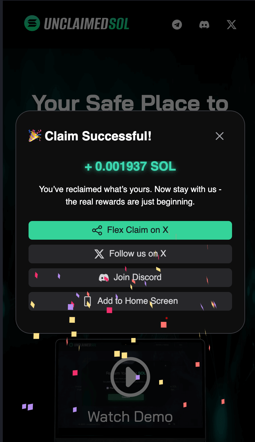 Claim SOL Successful Mobile