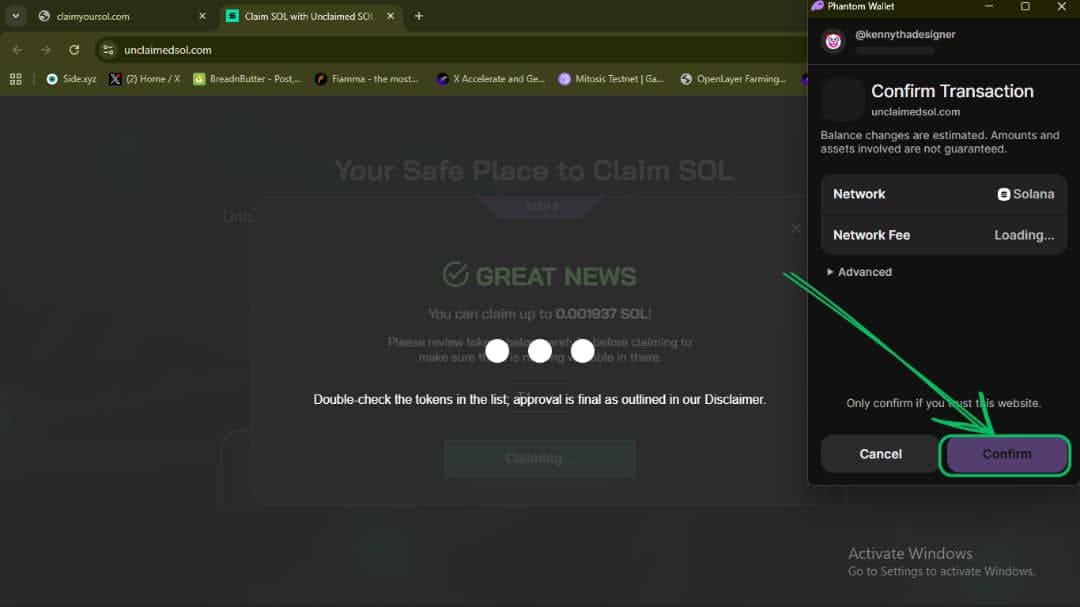 Phantom Web Claim and Confirm