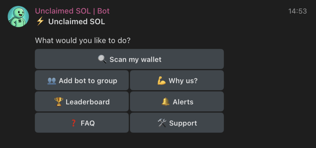 Telegram Bot Main Menu